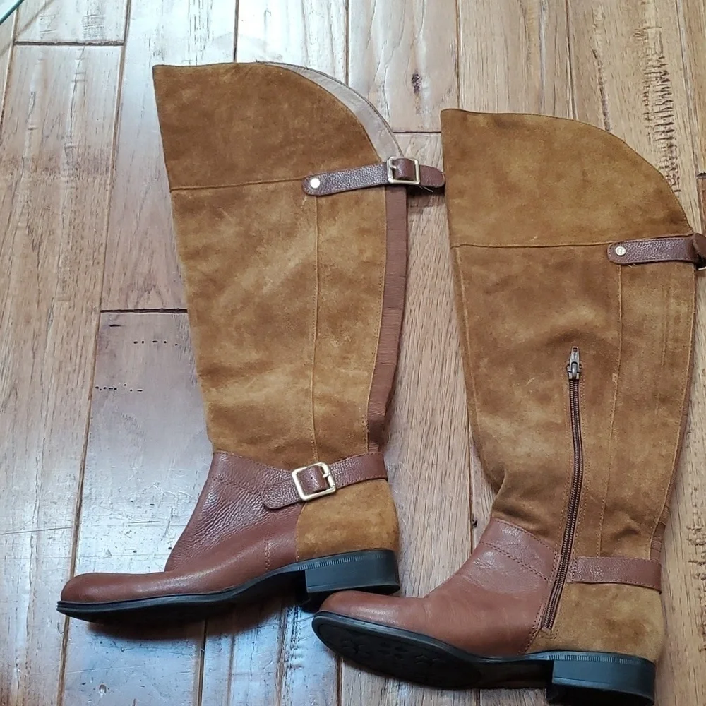 Naturalizer July wide calf over the knee camel suede boots